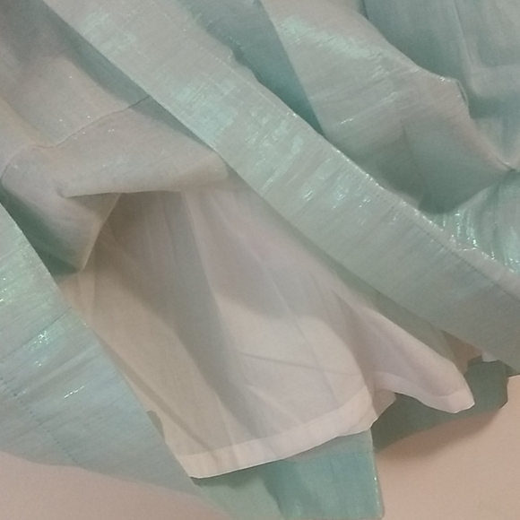Spanner Aqua Metallic Cotton Pleated Skirt - Picture 4 of 11